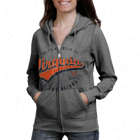 Virginia Cavaliers Ladies Ash Swept Full Zip Hoodie Sweatshirt