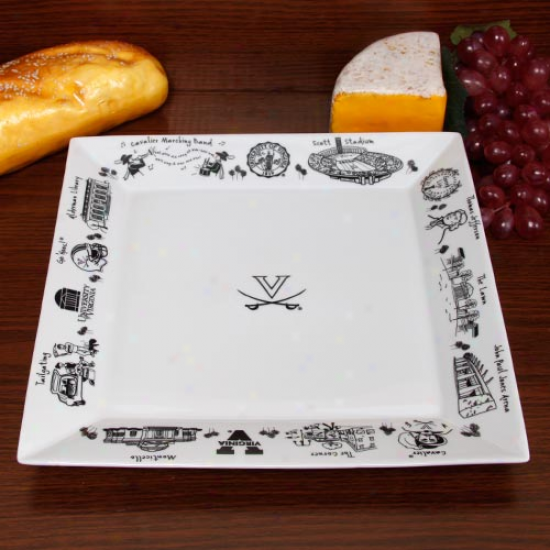 Virginia Cavaliers White Signature Etched Serving Platter