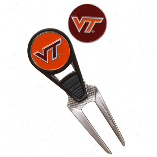Virginia Tech Hokiess Convex Curve Divot Tool & Ball Marker Set