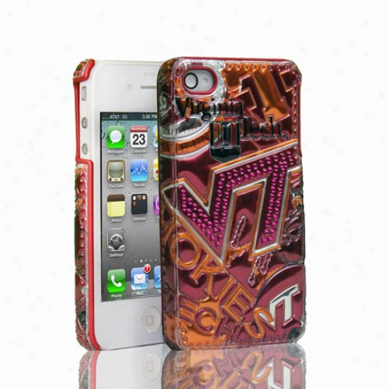 Virginia Tech Hokieq Iphone 4 Luxe 3d Soft-touch Hard Case