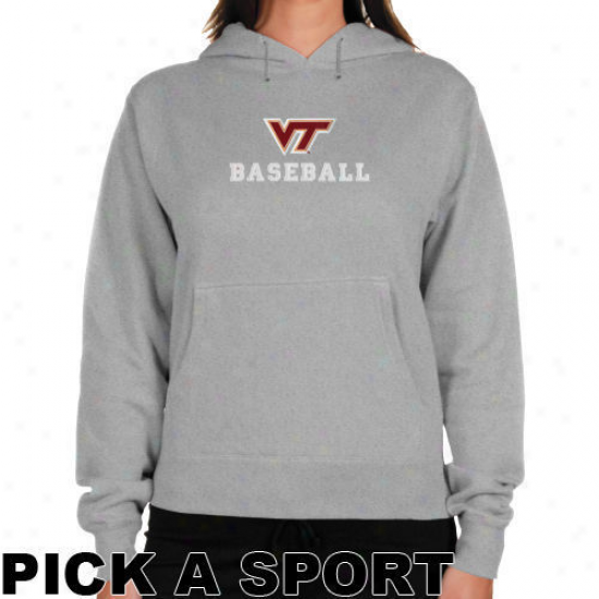 Virginia Tech Hokies Ladies Ash Custom Sport Logo Applique Lightweight Hoody -