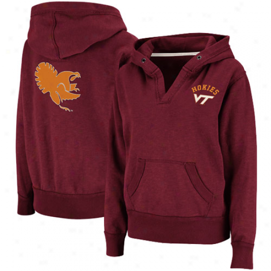 Virginia Tech Hkoies Ladies Maroon Balance Slub V-neck Pullover Hoodie Sweatshirt