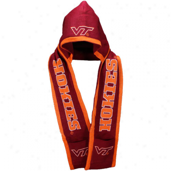 Virginia Tech Hokies Maroon Hooded Knit Scarf