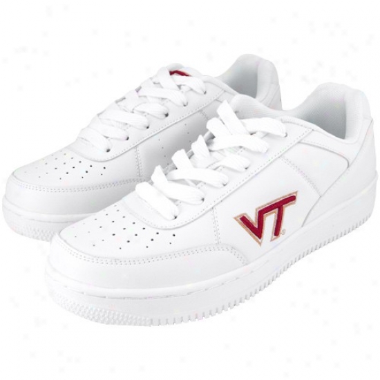 Virginia Tech Hokies White Team Logo Leather Tennis Shoes