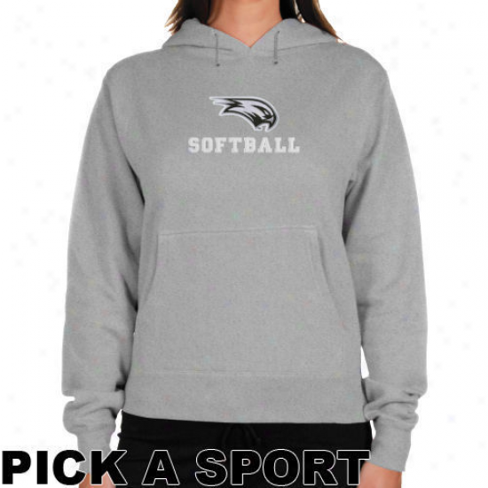 Wagner College Seahawks Ladies Ash Custom Sport Logo Applique Lightweight Hoody -