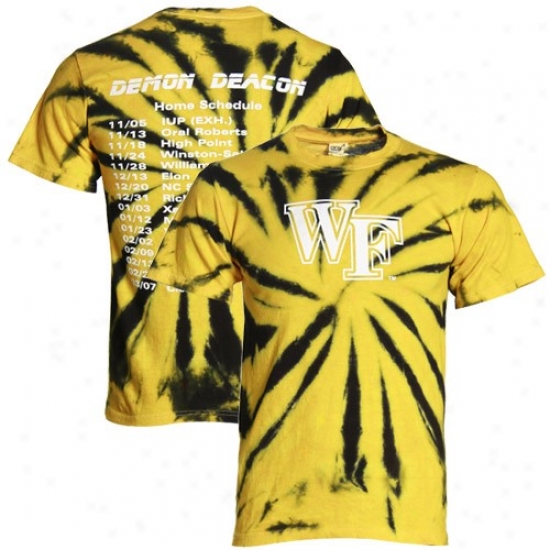 Wake Forest Demon Deacons Black-gold 2009-2010 Basketball Home Scroll Tie Dye T-shirt