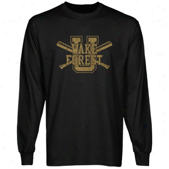 Wake Forest Demon Deacons Crossed Sticks Long Sleeve T-shirt - Black