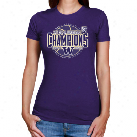 Washington Huskies Ladies 2011 Pac 10 Men's Basketball Tournament Champions T-shirt - Purple