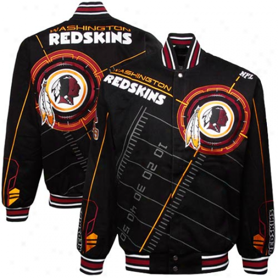 Washington Redskins Black On Point Midweight Twill Full Button Jacket