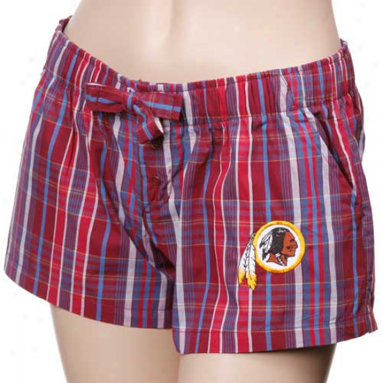 Washington Redskins Ladies Burgundy Spectrum Woven Plaid Shorts