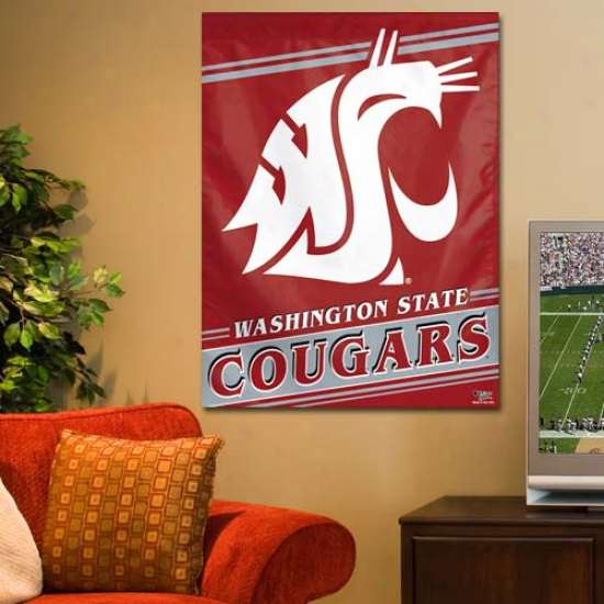 Washington State Cougars 27'' X 37'' Vertical Banner Flag - Crimson