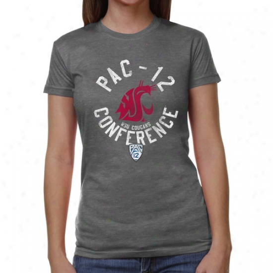 Wasjington State Cougars Ladies Conference Stamp Tri-blend T-shirt - Ash