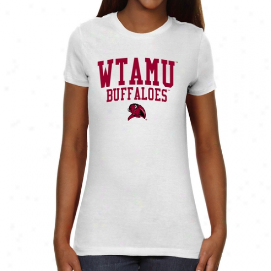 West Texas A&m Buffaloes Ladies Team Arch Slim Fit T-shlrt - White