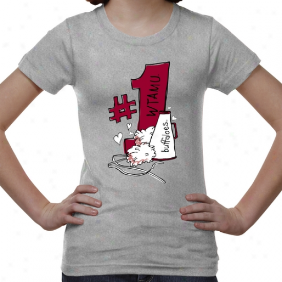 West Texas A&m Buffaloes Youth #1 Fan T-shirt - Ash