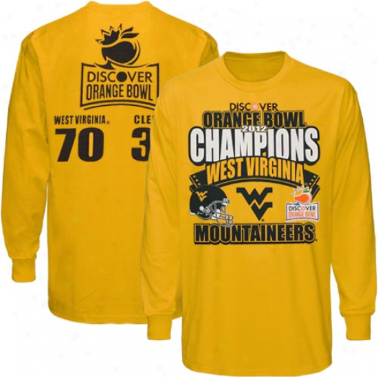 West Virginia Mountaineers 2012 Orange Bowl Champions Reason Long Sleeve T-shirt - Old Gold