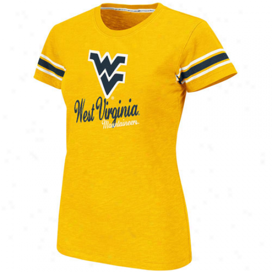 West Virginia Mountaineers Ladies Backspin Crew Slub T-shirt - Olf Gold