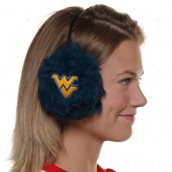 West Virginia Mountaineers Ladies Navy Blue Furry Cheer Ear Muffs