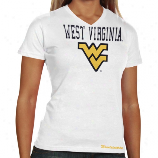 Western Virginia Mountaineers Ladies White Clipper Vintage V-neck T-shirt