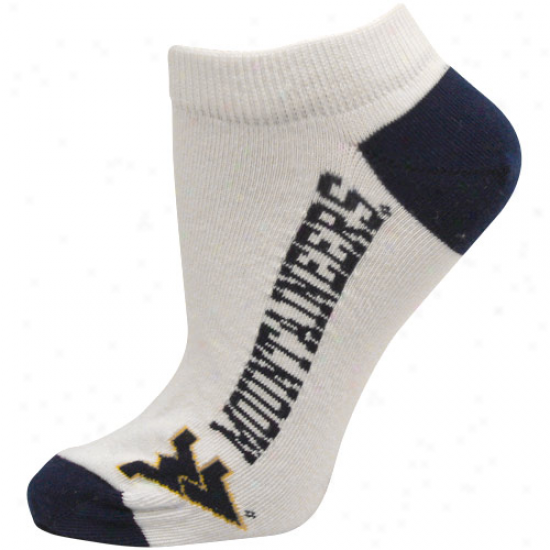 West Virginia Mountaineers Ladies White Logo & Name Ankle Socks