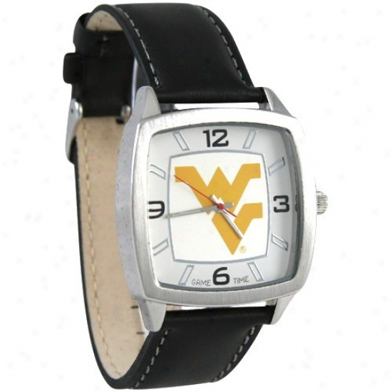 West Virginia Mountaineers Leather Banded Retro Watch