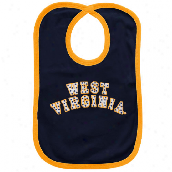 West Virginia Mountaineers Navy Pedantic  Polka Dot Twill Bib