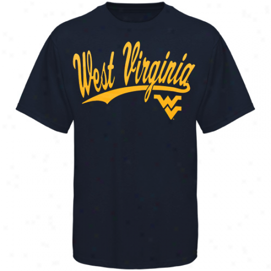 West Virginia Mountaineers Script One T-shirt - Navy Blue