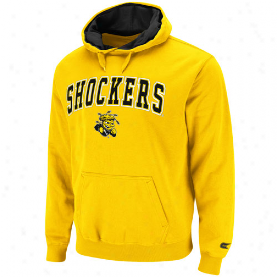 Wichita State Shockers Gold Automatic Pjllover Hoodie Sweatshirt
