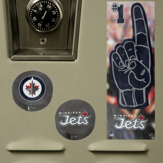 Winnipeg Jets Puck & #1 Fan Locker Decal Set