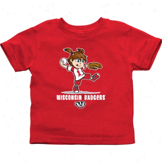 Wisconsin Badgers Infant Girls Softball T-shirt - Cardinal