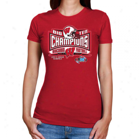 Wisconsin Badgers Ladies 2011 Big Ten Football Champions T-shirt - Cardinal