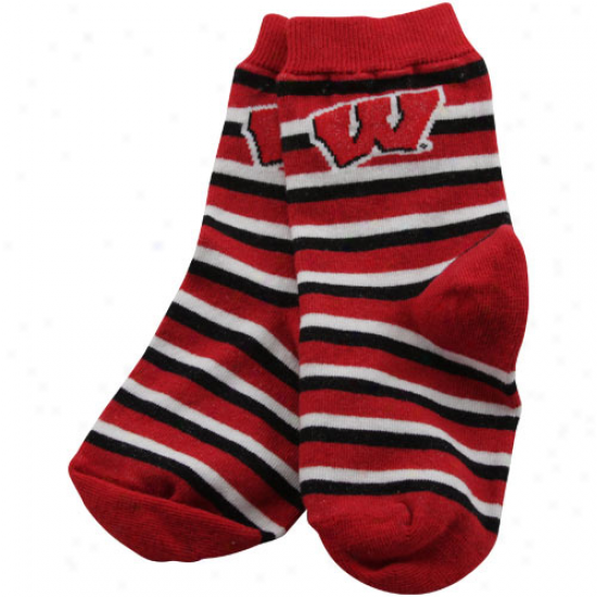 Wisconsin Badgers Toddler Cardinal Striped Rugby Socks