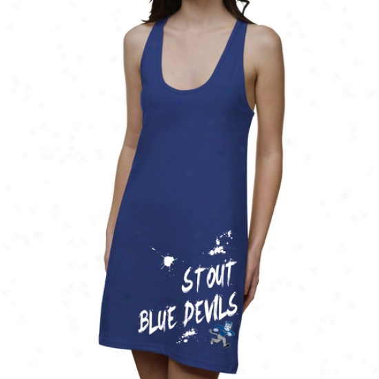 Wisconsin Stout Livid Devils Ladies Paint Strokes Junior's Racerback Dress - Royal Blue