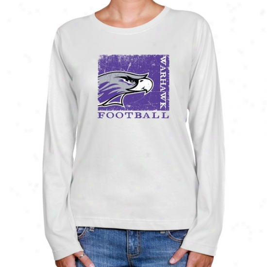 Wisconsin-whitewater Warhawks Ladies White Sporf Stamp Long Sleeve Greek  Fit T-shift