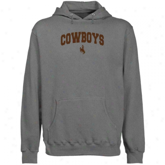 Wyoming Cowboys Gunmetal Mascot Arch Lightweight Pullover Hoody