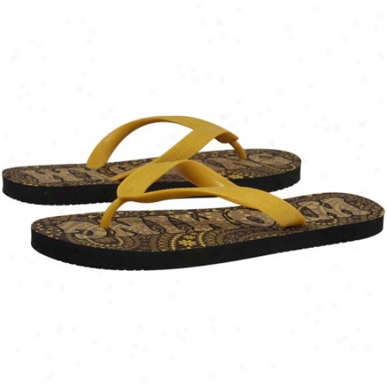 Wyoming Cowboys Ladies Wyoming Prairie Gold-brown Paisley Flip Flops