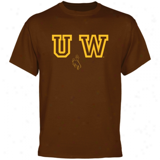 Wyoming Cowboys Wordmark Logo T-shirt - Brown