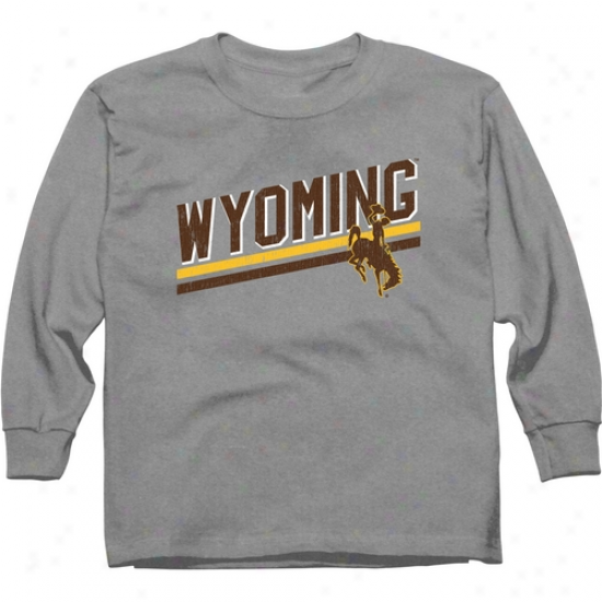 Wyoming Cowboys Young men Rising Bar Long Sleeve T-shirt - Ash