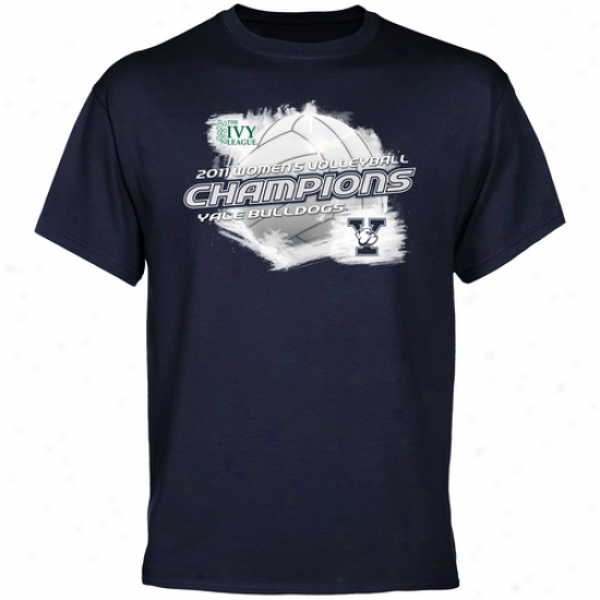 Yale Bulldogs 2011 Ivy League Women's Volleyball Champions T-shirt - Navy Blue