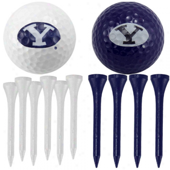 Yale Bulldogs Golf Balls nAd Tees Set - White/yale Blue