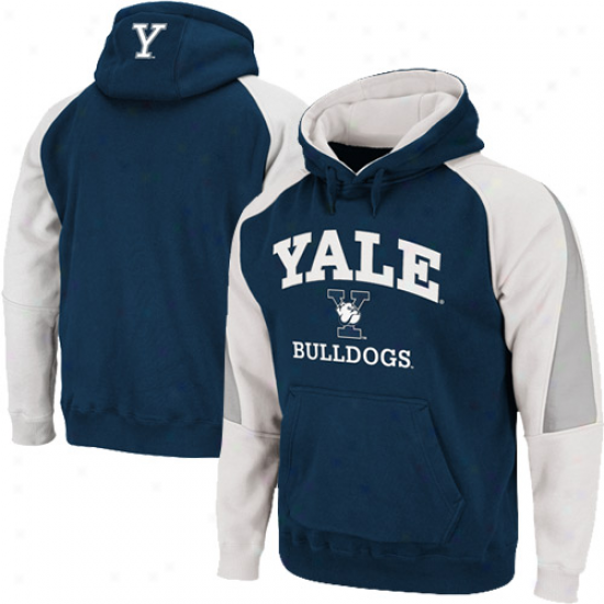 Yake Bulldogs Navy Blue-white Playmaker Pullover Hoodie Sweatshirt