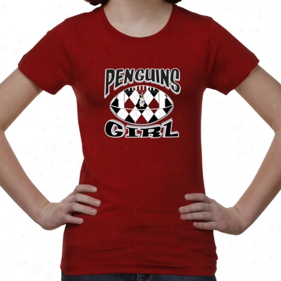 Youngstown State Penguins Youth Argyle Girl T-shirt - Red
