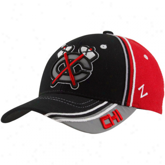 Zephyr Chicago Blackhawks Black-red Slash Z-fit Hat