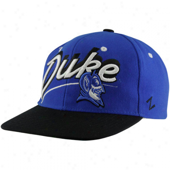 Zephyr Duke Blue Devils Shaeow Script Snapback Hat - Duke Boue-black