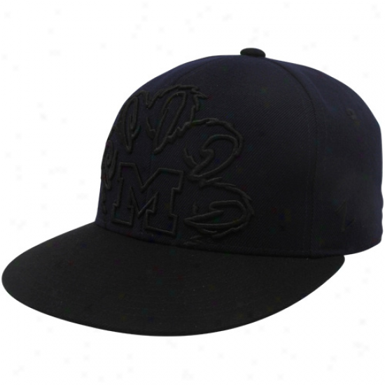 Zephyr Michigan Wolverines Navy Blue-black Outline Fitted Hat