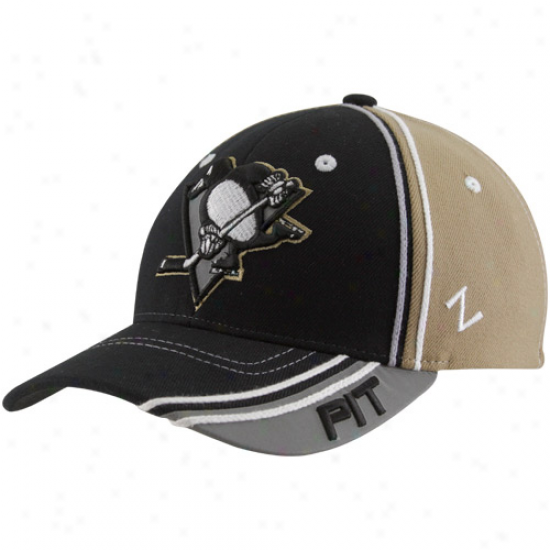 Zephyr Pittsburgh Penguins Black-gold Slash Z-fit Hat