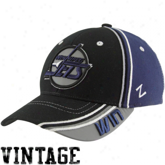 Zephyr Winnipeg Jets Black-navy Blue Throwback Slash Z-fit Hat