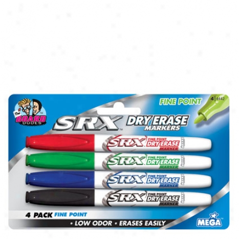 4 Pk. Dry Erase Markers By Board Dudes- Fine Pt.