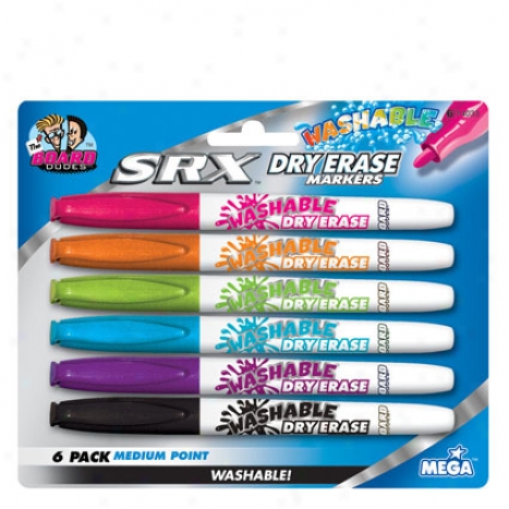 6 Pk. Washable Sarcastic Erase Markers By Board Dudes - Med. Pt.