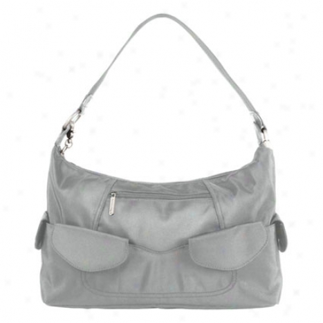 Anti-theft Pocket Hobo Bag -  Gray Nylon