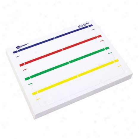 Assorted File Folder Label Pad - 1/3 Cut - Melancholy Top Bar, Red To Shoal, Green Top Bar, Yellow Top Bar